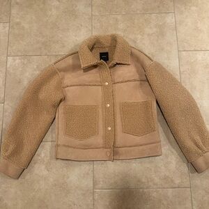 Women's Tan Sherpa & Suede Jacket